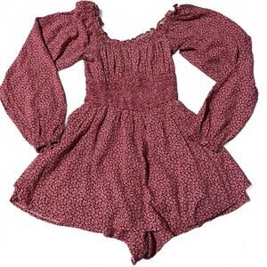 Hollister Floral Short Off Shoulder Ruffle Romper, XS